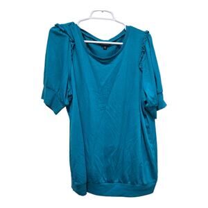 Torrid Women’s 2X Teal Blue Ruffle Sleeve Top Short Sleeve Plus Size 18/20